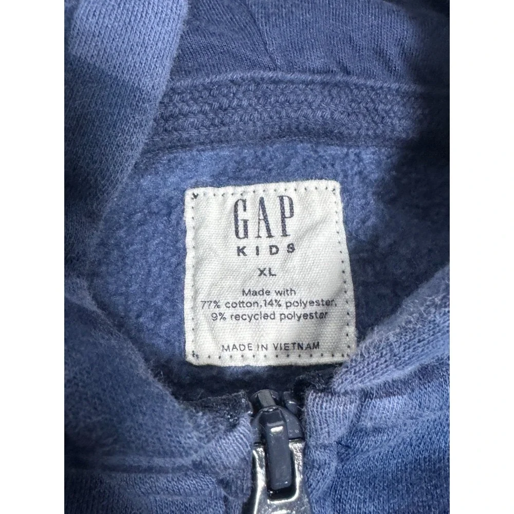 Gap Kids Hoodie Boys XL Blue Camouflage Fleece Lined Arch Logo Full‎ Zip Cotton